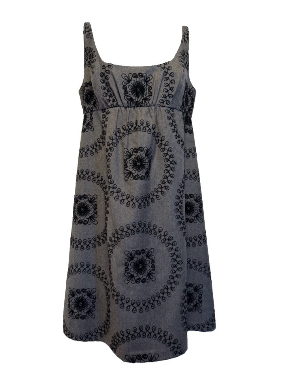 NWT Beth Bowley Grey Embroidered Medallion Empire Dress Anthropologie Sz 4 READ